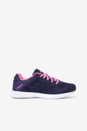 Zapatos Casuales Fila Memory Techknit Slip And Water Resistant Shoe Casual Shoes Mujer Azul Marino Rosas Blancas | 680329CLB