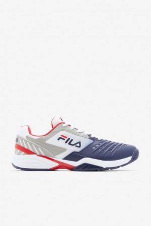 Zapatos Tenis Fila Axilus 2 Energized Tennis Shoes Hombre Blancas Azul Marino Rojas | 369487VBM