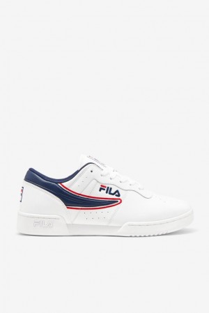 Zapatos Tenis Fila Original Fitness Offset Tennis Shoes Hombre Blancas Azul Marino Rojas | 375621OAW