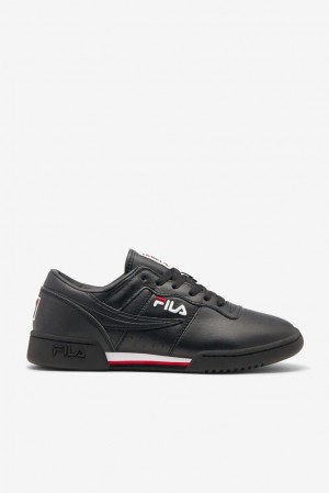 Zapatos Tenis Fila Original Fitness Tennis Shoes Hombre Negras Blancas Rojas | 624507HAD