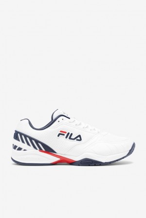 Zapatos Tenis Fila Volley Zone Tennis Shoes Hombre Blancas Azul Marino Rojas | 491837PFZ