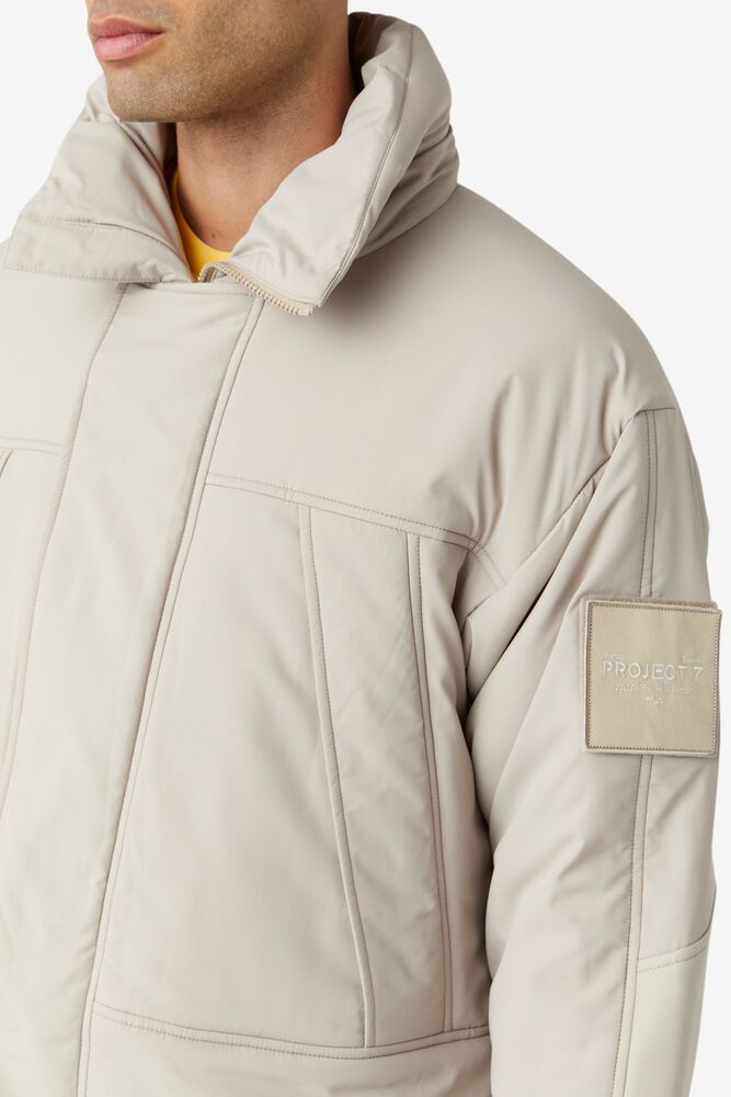 Abrigos Fila Project 7 Long Padded Coat Hombre Beige | 256713BGM