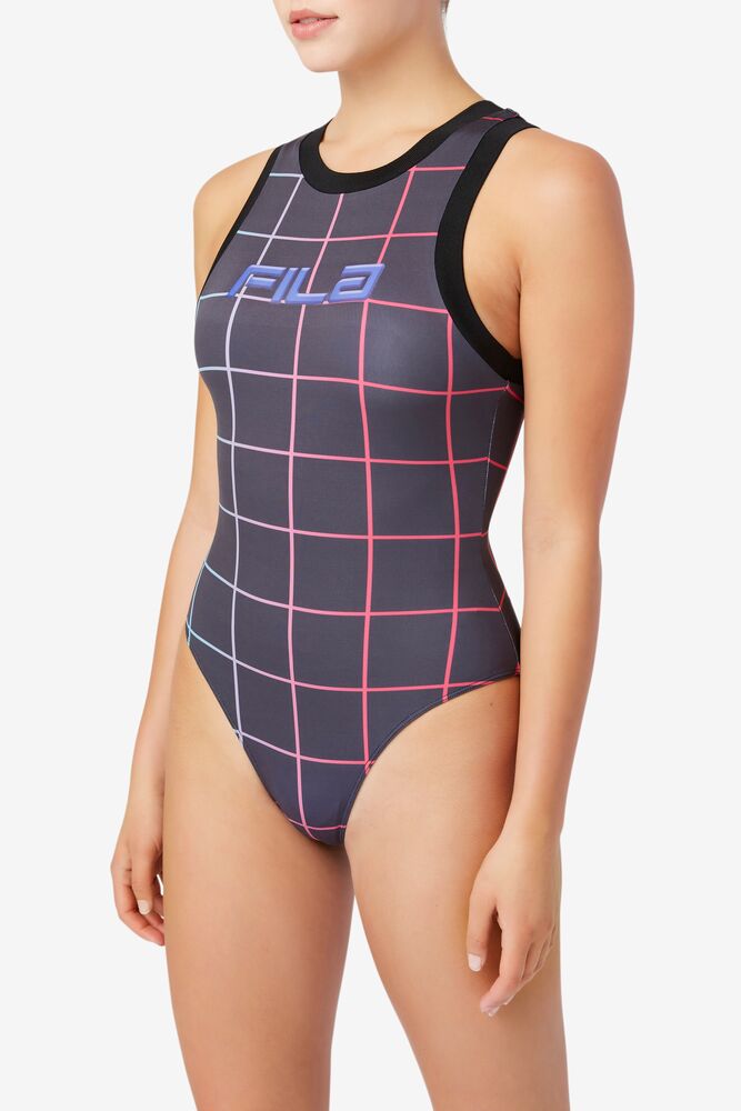 Body Fila Athena Racer Bodysuit Mujer Negras | 874150OKQ