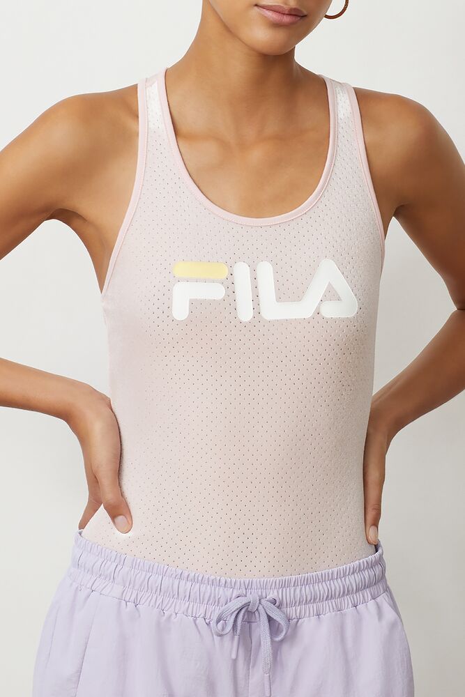 Body Fila Lupita Racerback Bodysuit Mujer Pkchk/Wht/Pban | 560738JDE