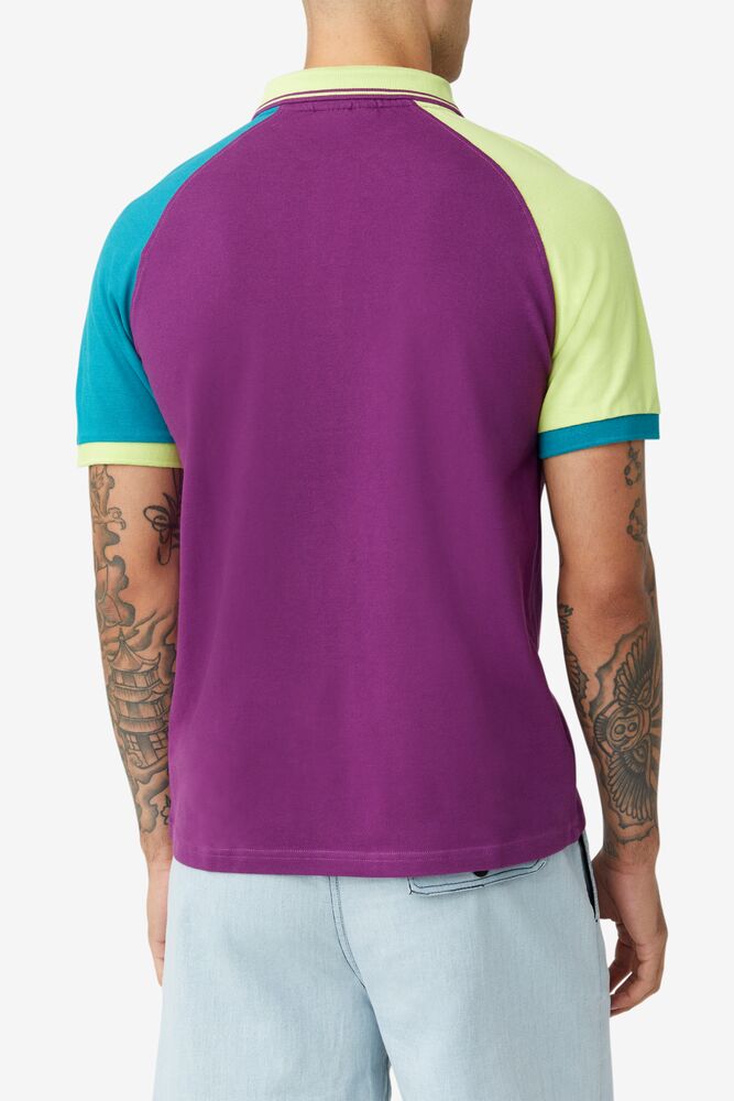 Camisa Polo Fila Apollo Polo Hombre 567 Grape / Biscayne Bay / Pale Lilac | 568301OUF