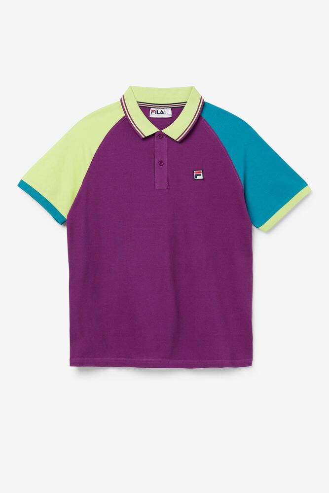 Camisa Polo Fila Apollo Polo Hombre 567 Grape / Biscayne Bay / Pale Lilac | 568301OUF