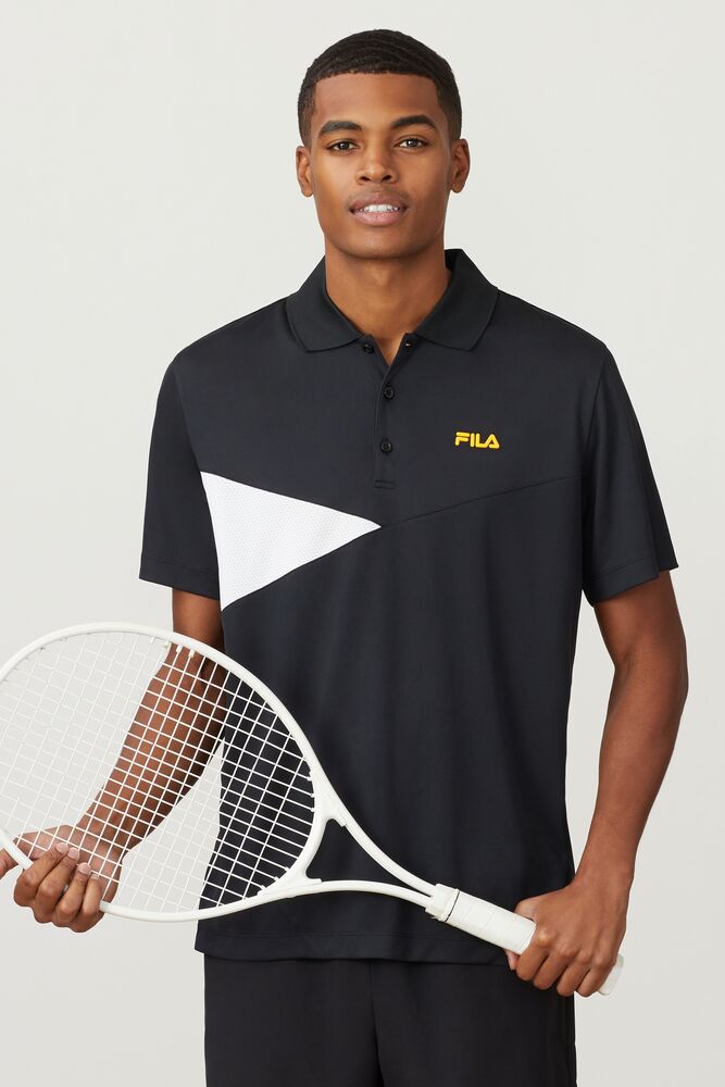 Camisa Polo Fila Break Point Polo Hombre Negras Blancas Amarillo | 389014NDB