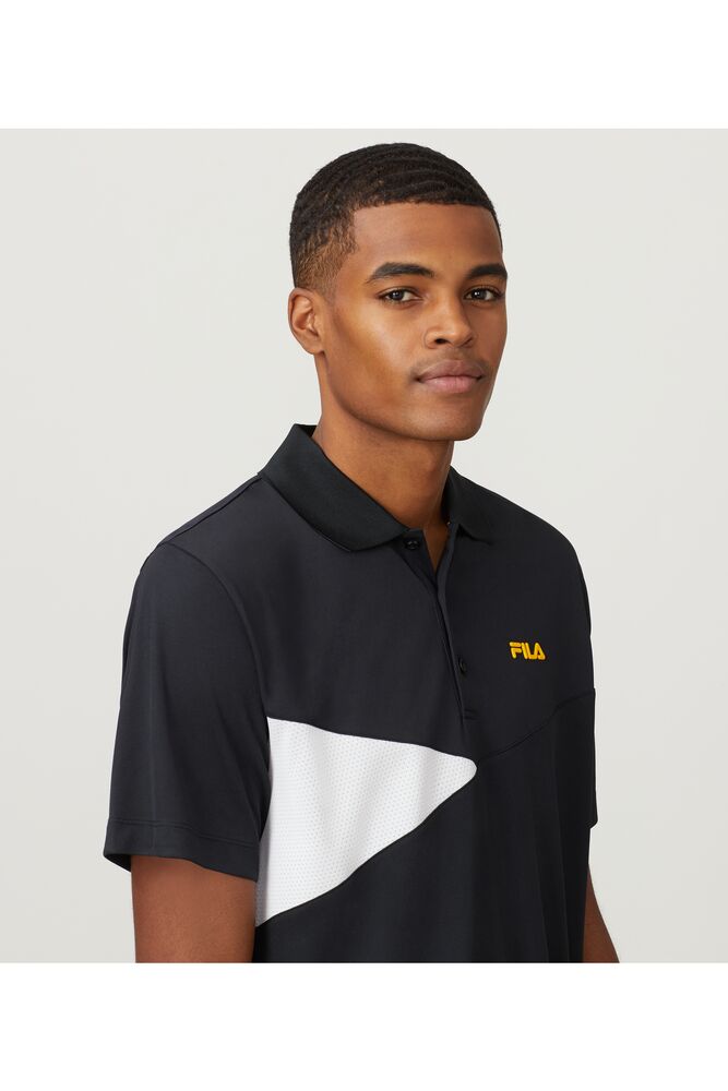 Camisa Polo Fila Break Point Polo Hombre Negras Blancas Amarillo | 849752YDK