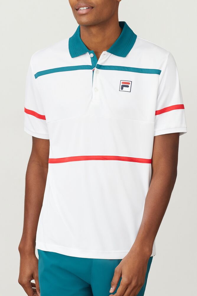 Camisa Polo Fila Legend Polo Hombre Wht/Paci/Cred | 598742PBQ