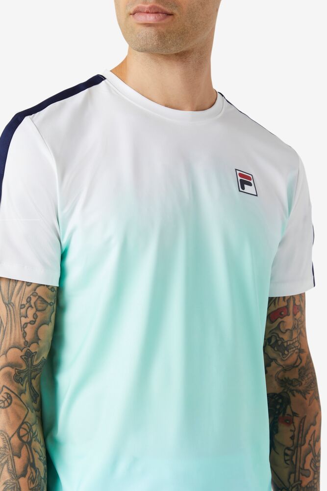 Camisa Polo Fila Legends Ombre Crew Hombre Blancas Azul Marino | 396521EOX