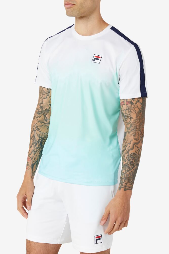 Camisa Polo Fila Legends Ombre Crew Hombre Blancas Azul Marino | 396521EOX