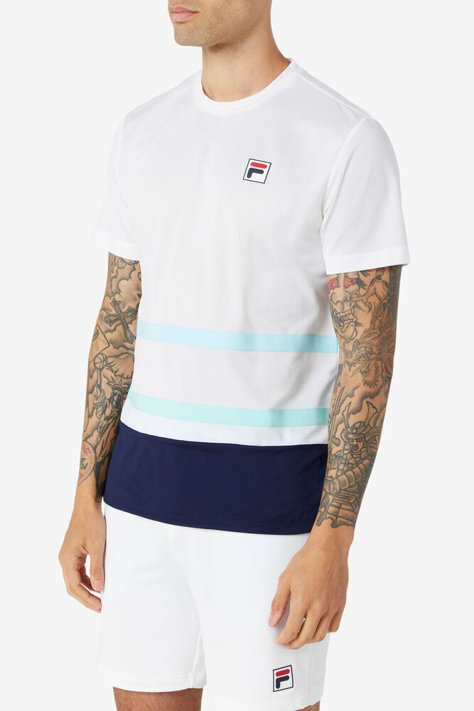 Camisa Polo Fila Legends Rally Crew Hombre Blancas Azul Marino | 561307OTK