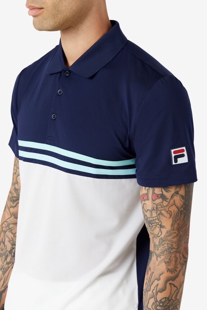 Camisa Polo Fila Legends Rally Polo Hombre Azul Marino Blancas | 286159FBK