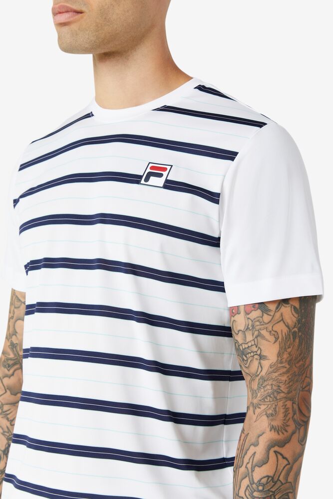 Camisa Polo Fila Legends Yarn Dyed Crew Hombre Blancas Azul Marino | 093684RGZ