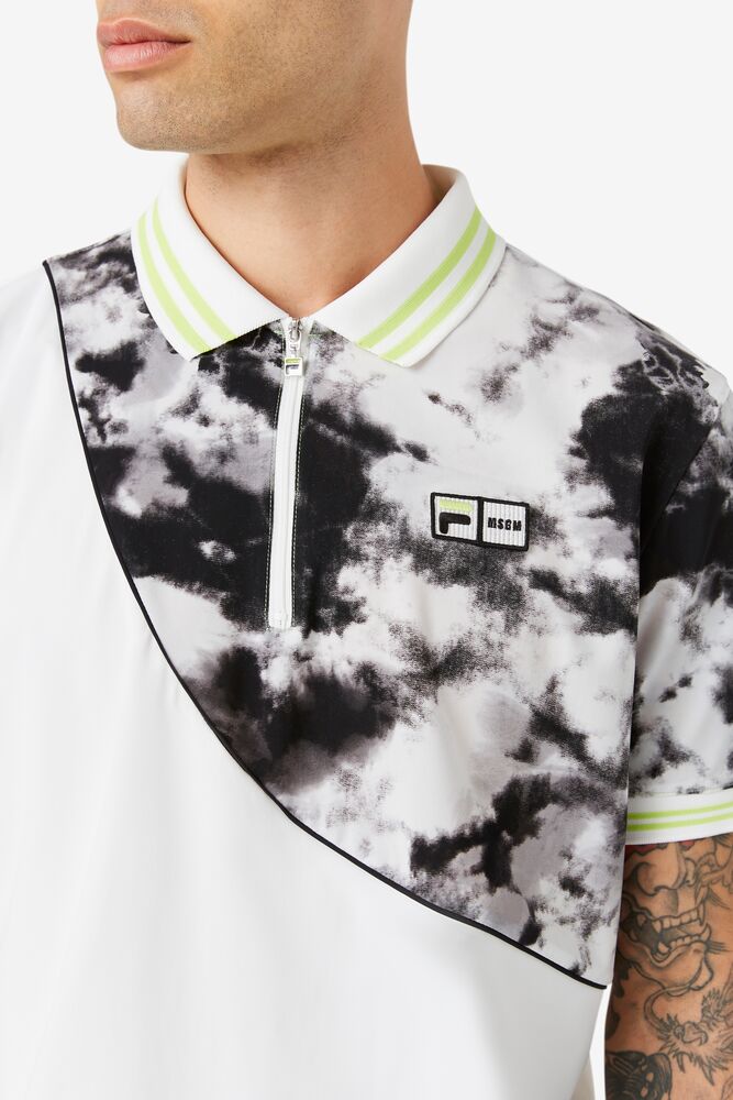 Camisa Polo Fila Msgm X Fila Printed Polo Hombre Negras Blancas Negras | 672983TCH