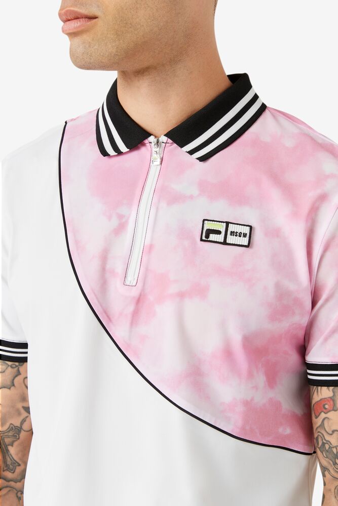 Camisa Polo Fila Msgm X Fila Printed Polo Hombre Rosas Blancas Negras | 276901YCV