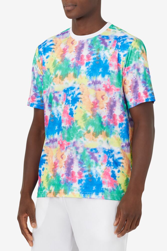 Camisa Polo Fila Top Spin Tie Dye Printed Crew Hombre Blancas | 231690EZM