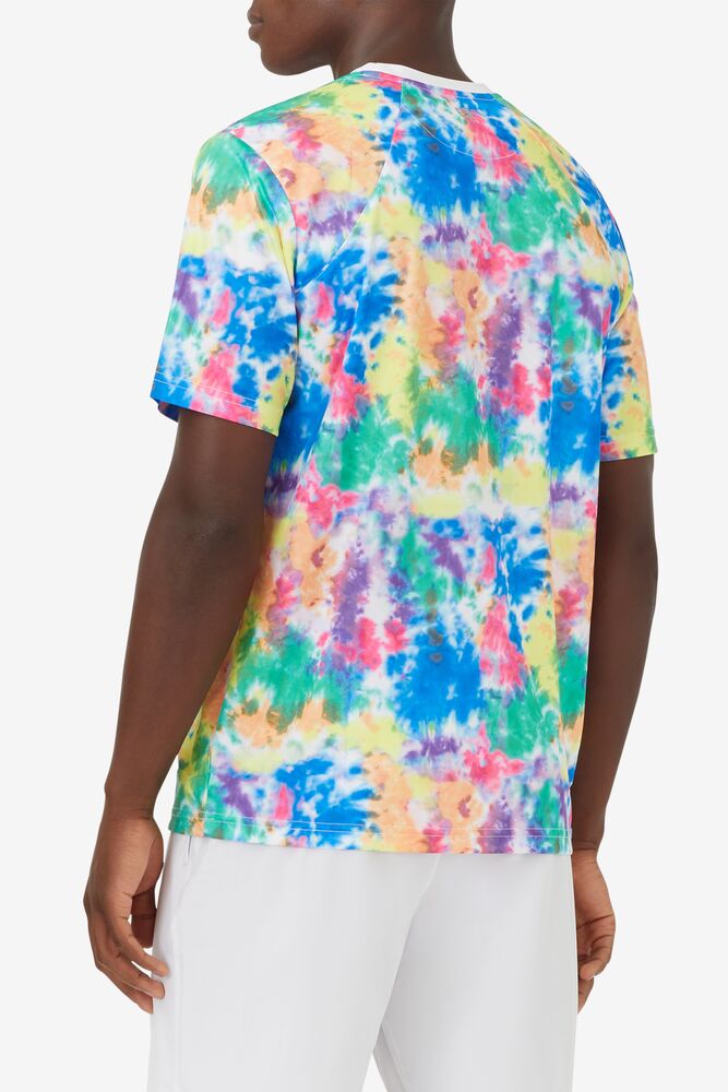 Camisa Polo Fila Top Spin Tie Dye Printed Crew Hombre Blancas | 231690EZM