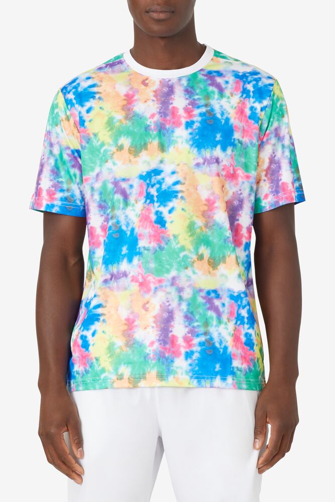 Camisa Polo Fila Top Spin Tie Dye Printed Crew Hombre Blancas | 231690EZM