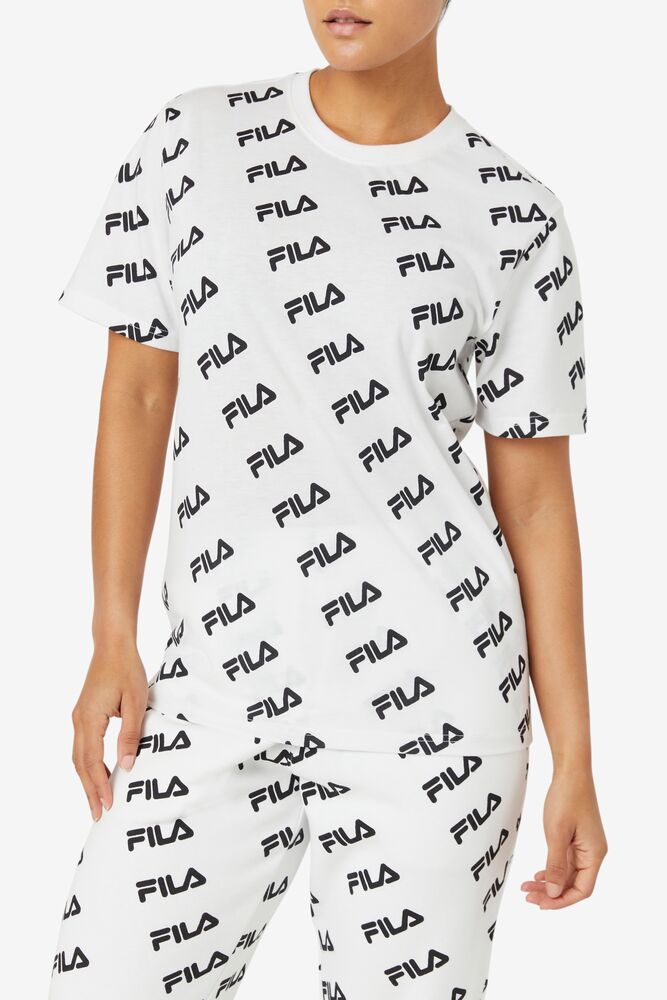 Camisas Fila Diagonal Logo Tee Unisex Blancas Negras | 106258SQG