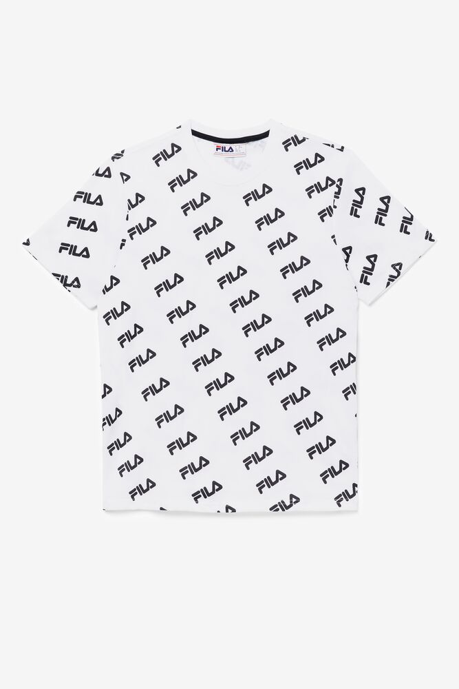 Camisas Fila Diagonal Logo Tee Unisex Blancas Negras | 106258SQG