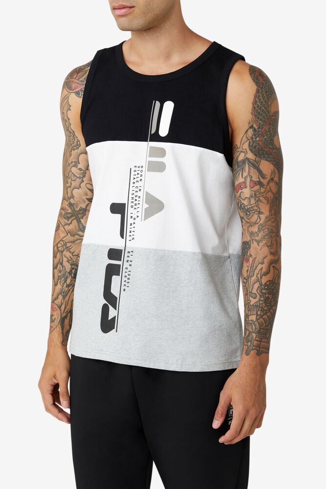 Camiseta Tirantes Fila Alf Tank Hombre Negras Blancas Gris Claro | 954631NIV