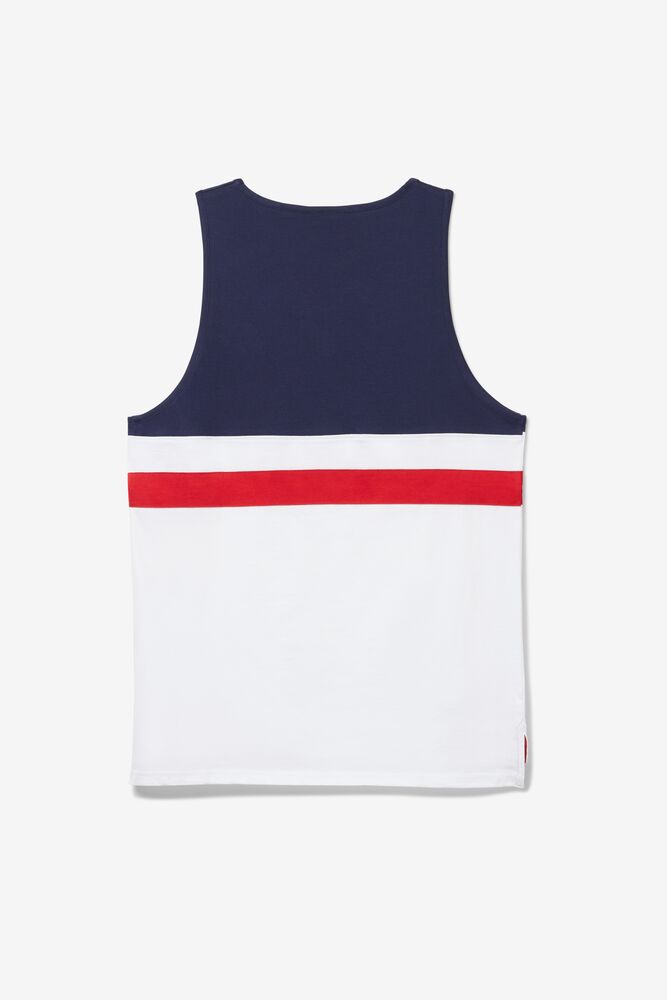 Camiseta Tirantes Fila Stoke Tank Hombre Blancas Azul Marino Rojas | 179082ITE