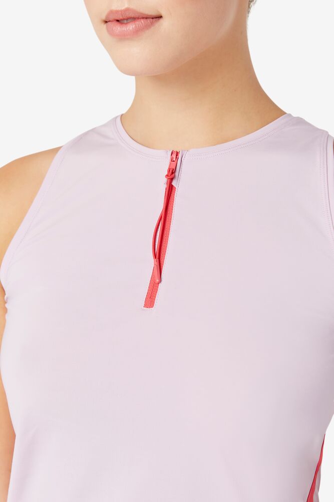 Camiseta Tirantes Fila Tie Breaker Front-zip Full Coverage Tank Mujer Lavanda Rojas | 824916SPH