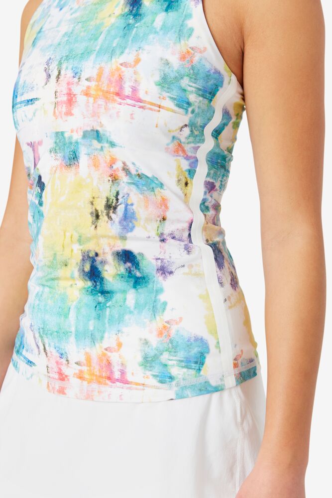 Camiseta Tirantes Fila Tie Breaker Tie Dye Racerback Tank Mujer Blancas | 501394ZAO