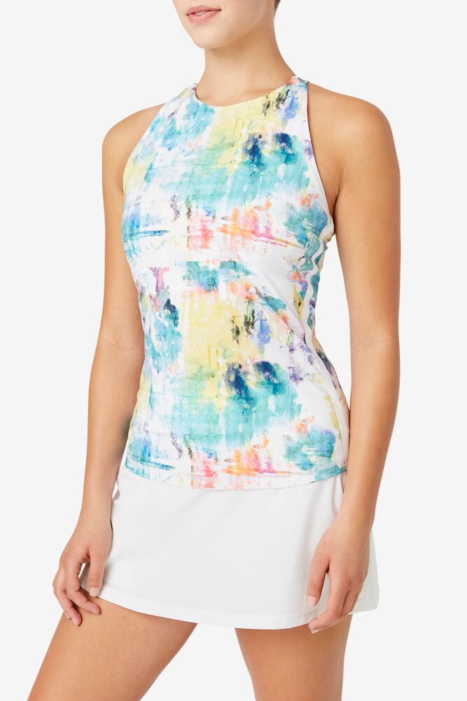 Camiseta Tirantes Fila Tie Breaker Tie Dye Racerback Tank Mujer Blancas | 501394ZAO