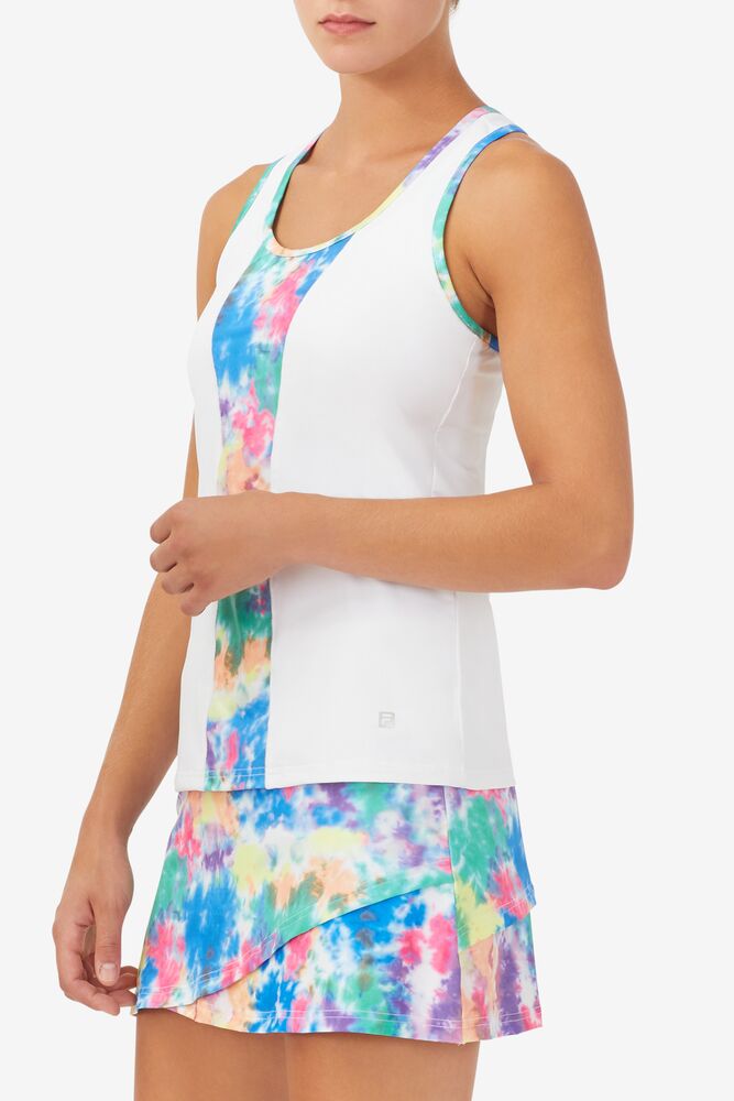 Camiseta Tirantes Fila Top Spin Tie Dye Racerback Tank Mujer Blancas | 359046PRX