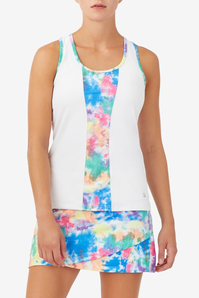 Camiseta Tirantes Fila Top Spin Tie Dye Racerback Tank Mujer Blancas | 359046PRX