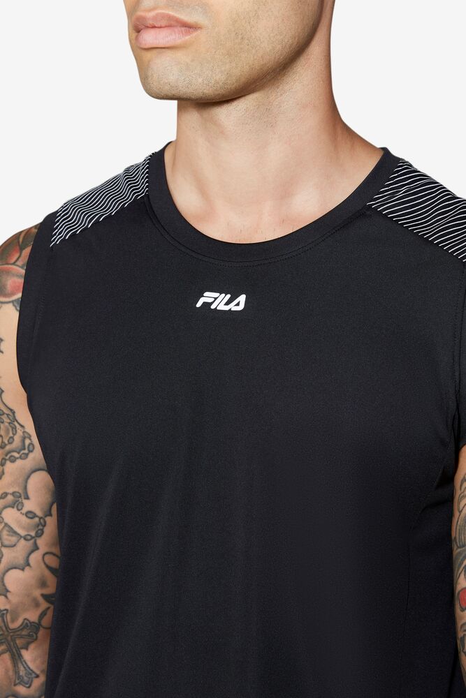 Camiseta Tirantes Fila Zain Tank Hombre Negras Plateadas | 593871JBL