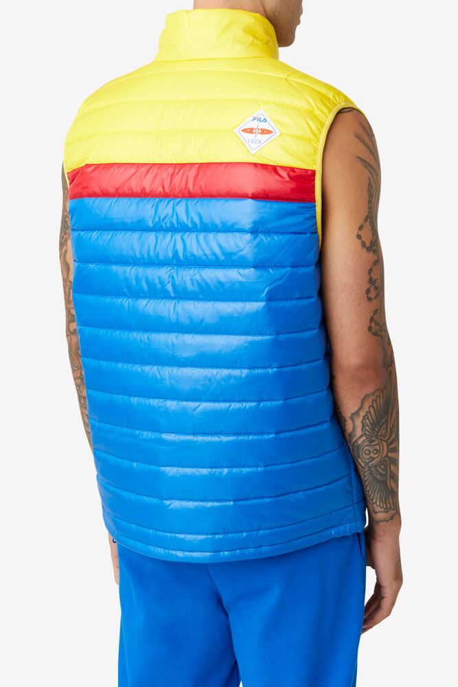 Chaleco Fila Tri Vest Hombre Azules Limón Rojas | 308745YOJ