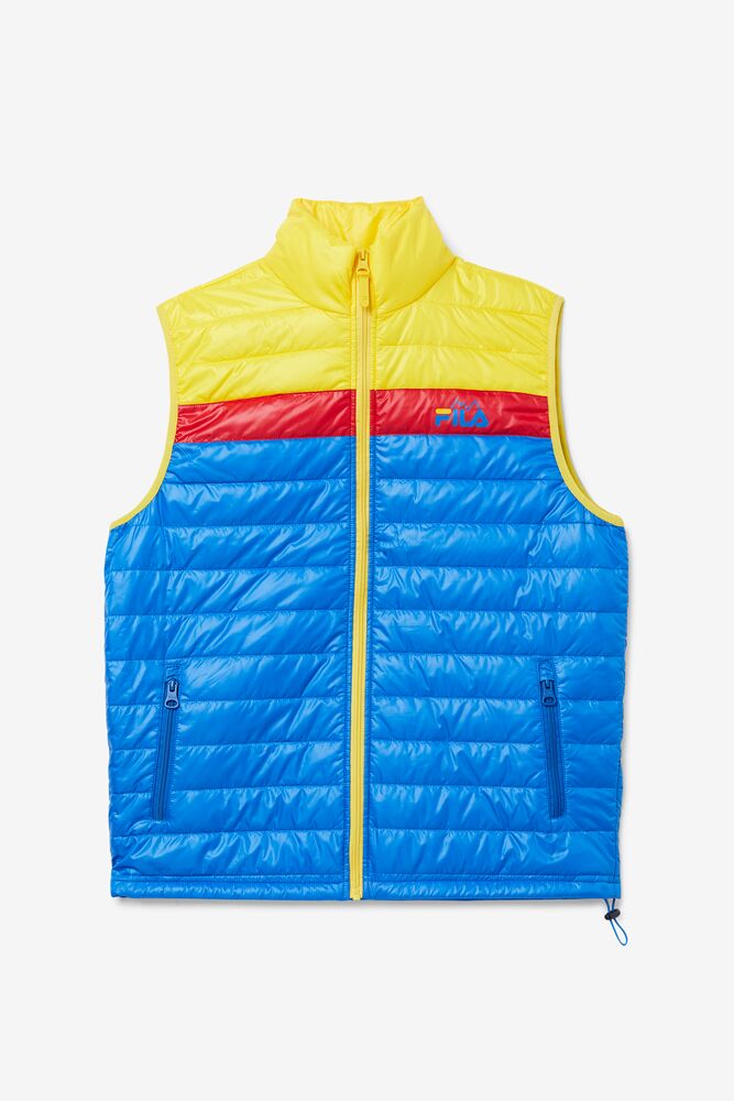 Chaleco Fila Tri Vest Hombre Azules Limón Rojas | 308745YOJ