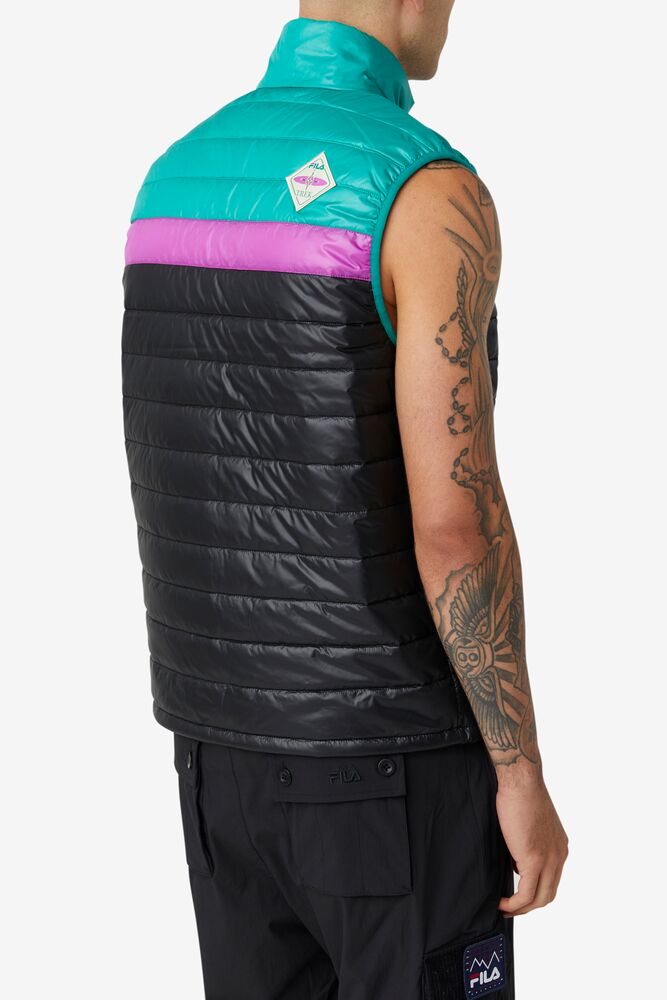 Chaleco Fila Tri Vest Hombre Negras Verde Moradas | 709528BNH