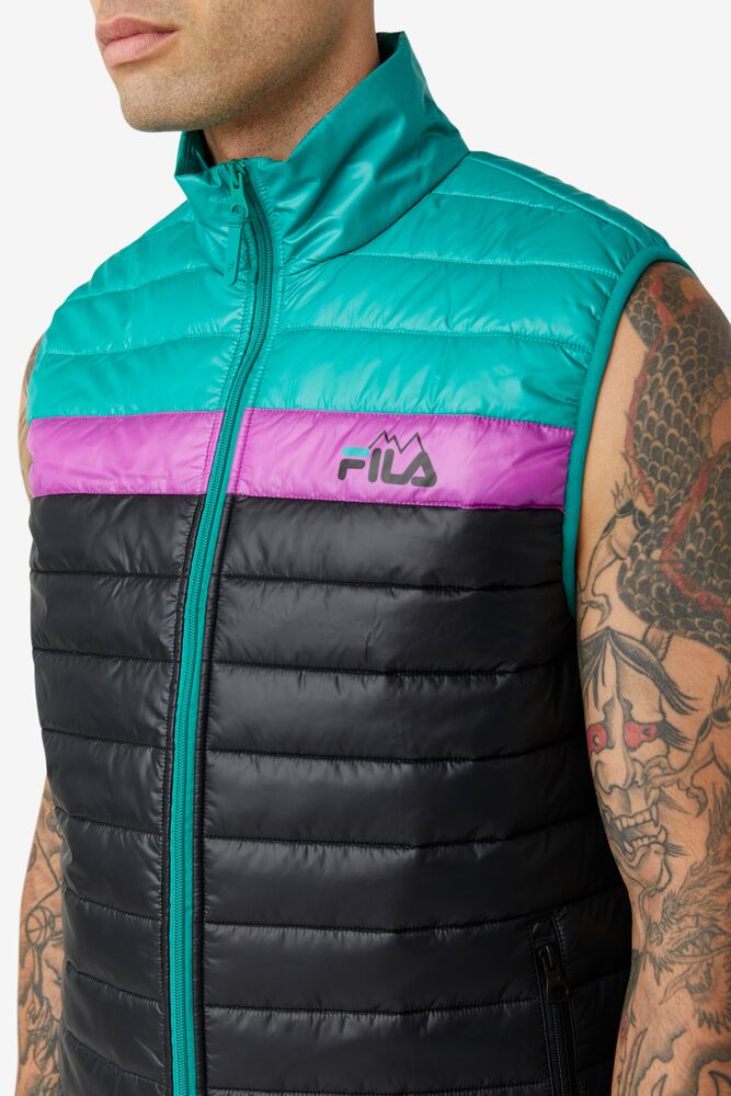 Chaleco Fila Tri Vest Hombre Negras Verde Moradas | 709528BNH