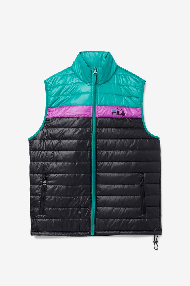 Chaleco Fila Tri Vest Hombre Negras Verde Moradas | 709528BNH