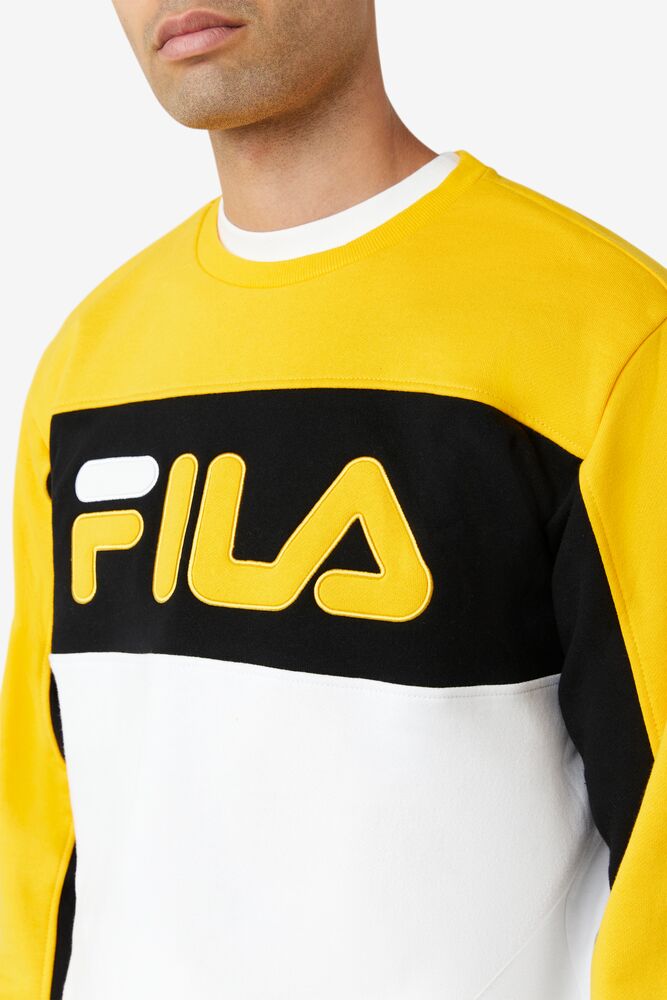 Chandals Fila Lesner Fleece Crew Hombre 755 Gfus/Blk/Wht | 580237ZRL