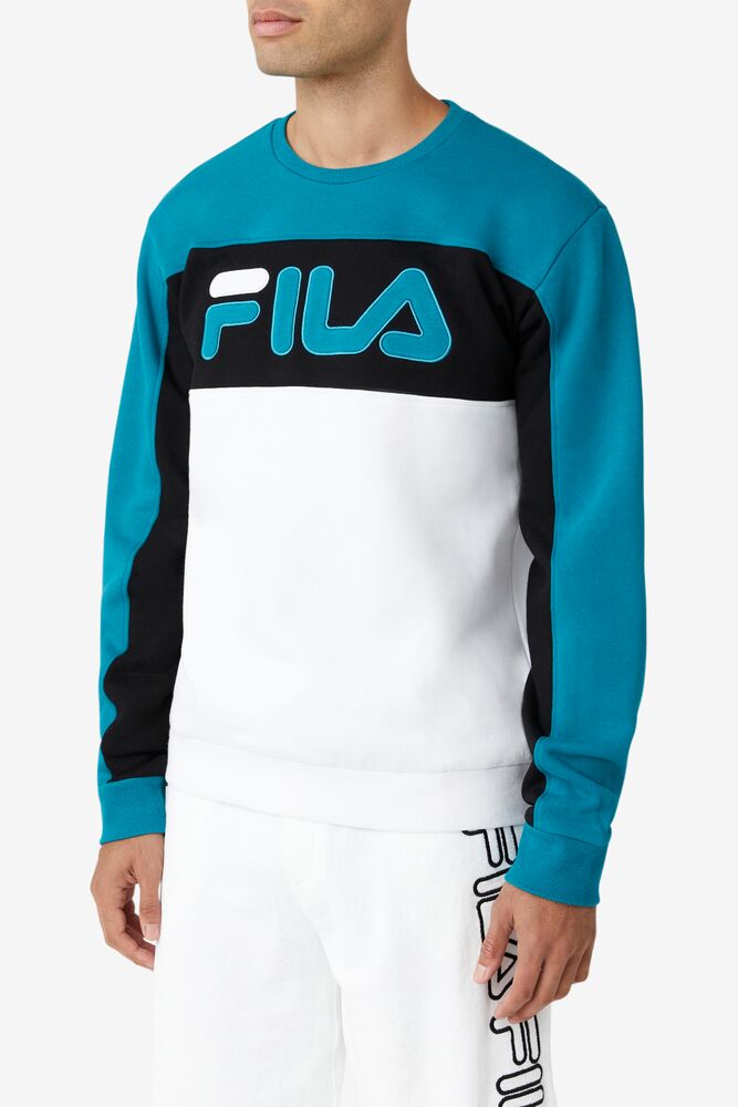 Chandals Fila Lesner Fleece Crew Hombre 496 Hblu/Wht/Blk | 981523IKJ