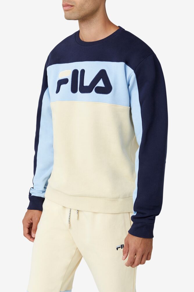 Chandals Fila Lesner Fleece Crew Hombre 413 Peac/Bsand/Pblu | 794185IAF