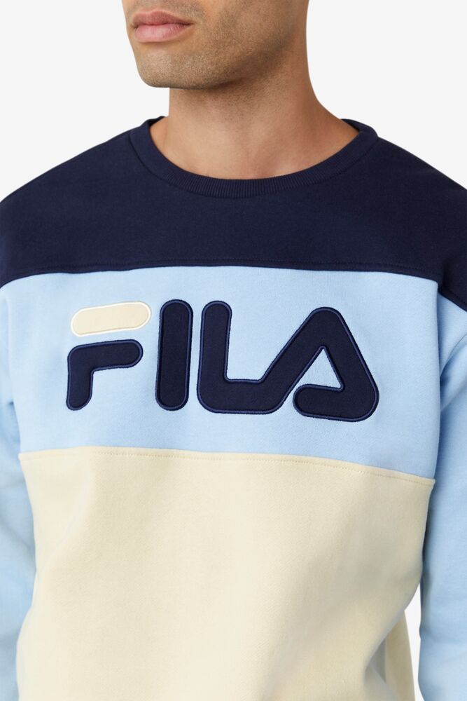 Chandals Fila Lesner Fleece Crew Hombre 413 Peac/Bsand/Pblu | 794185IAF