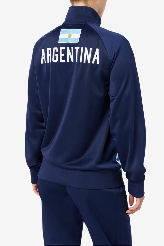 Chaquetas Fila Argentina Track Jacket Unisex Azul Marino Blancas | 513204BFK