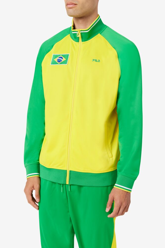 Chaquetas Fila Brazil Track Jacket Unisex Amarillo Verde Blancas | 641792YKC