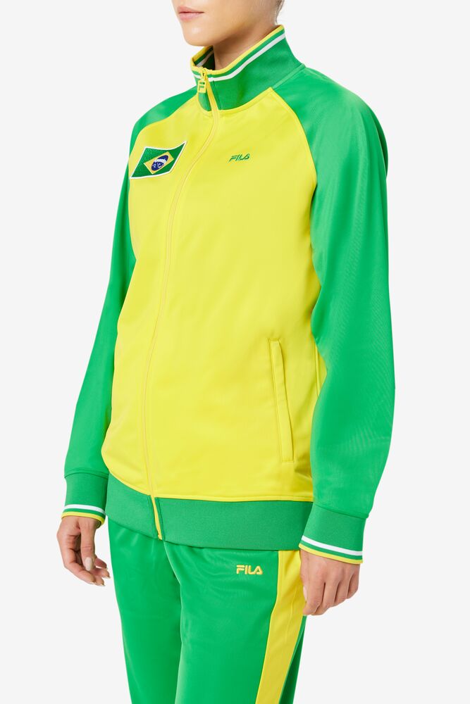 Chaquetas Fila Brazil Track Jacket Unisex Amarillo Verde Blancas | 641792YKC