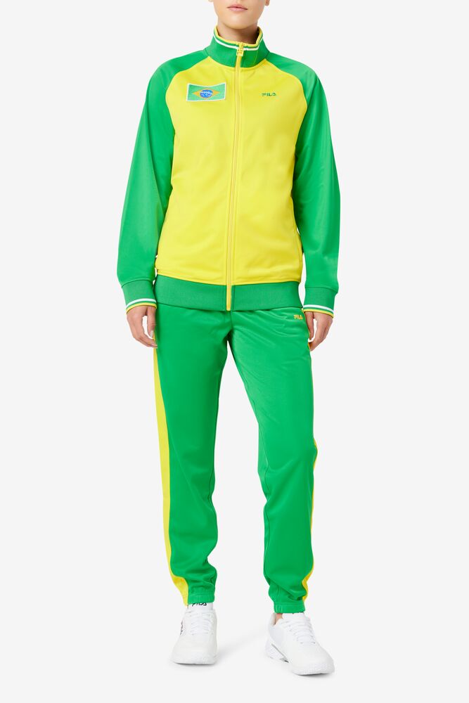 Chaquetas Fila Brazil Track Jacket Unisex Amarillo Verde Blancas | 641792YKC