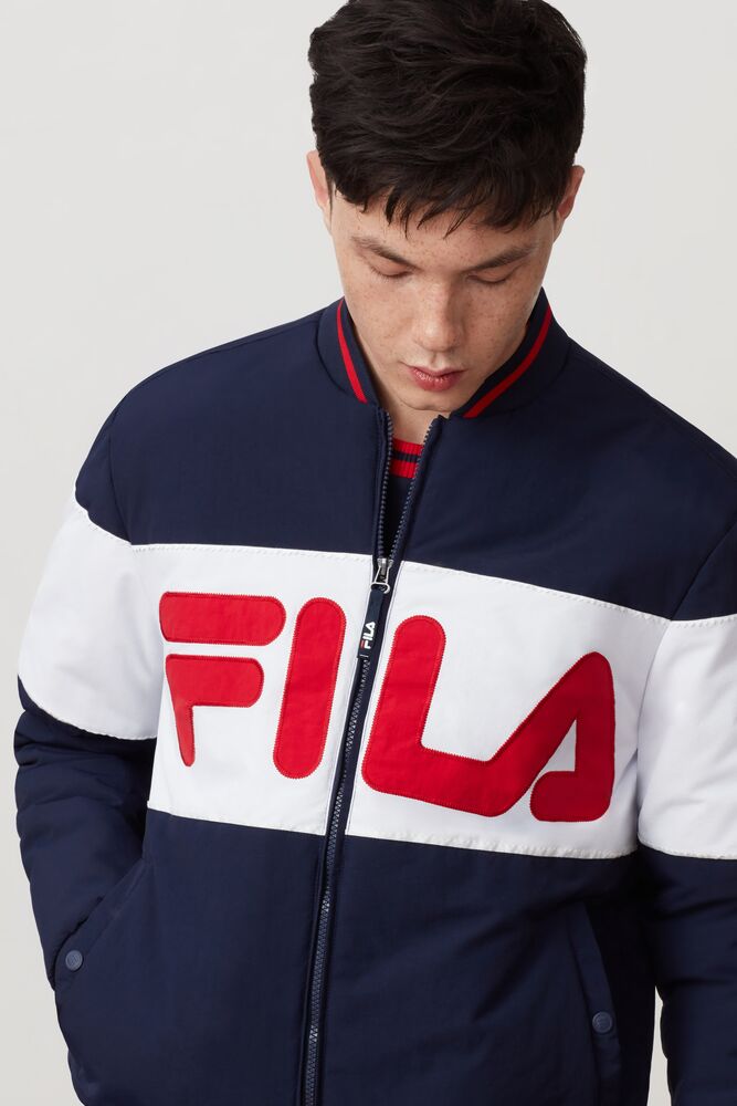 Chaquetas Fila Duccio Bomber Jacket Hombre Peac/Wht/Cred | 617398PFX