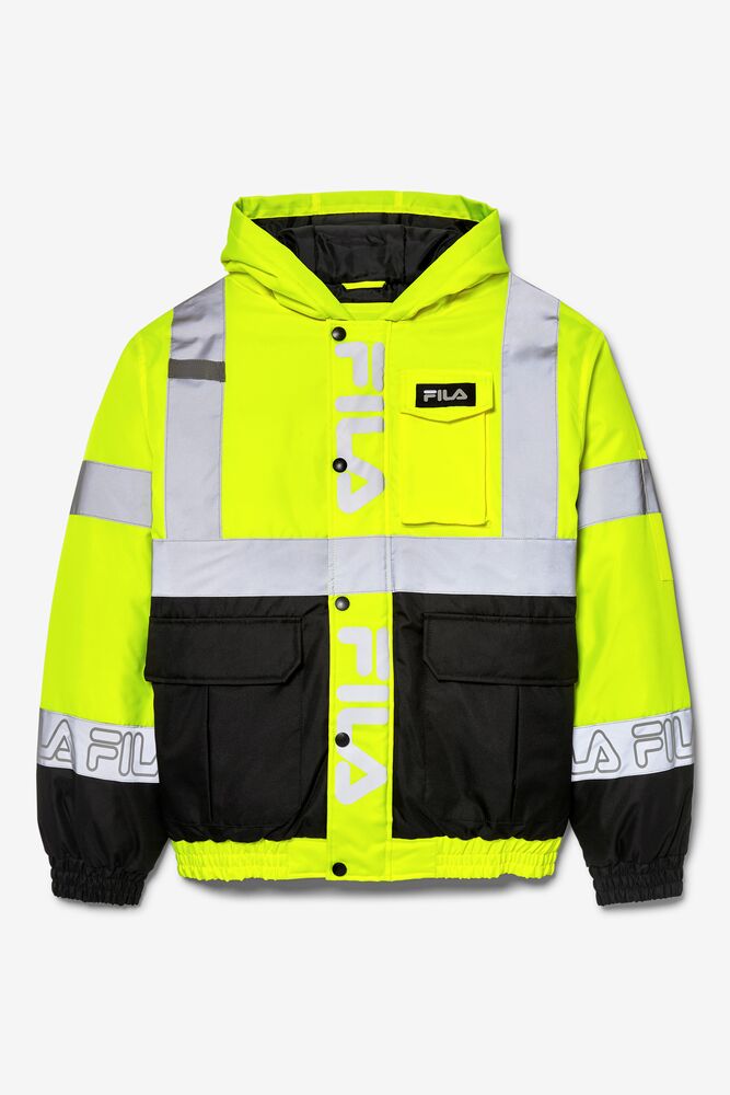 Chaquetas Fila High Visibility Hooded Bomber Jacket Unisex Amarillo | 279403NMX