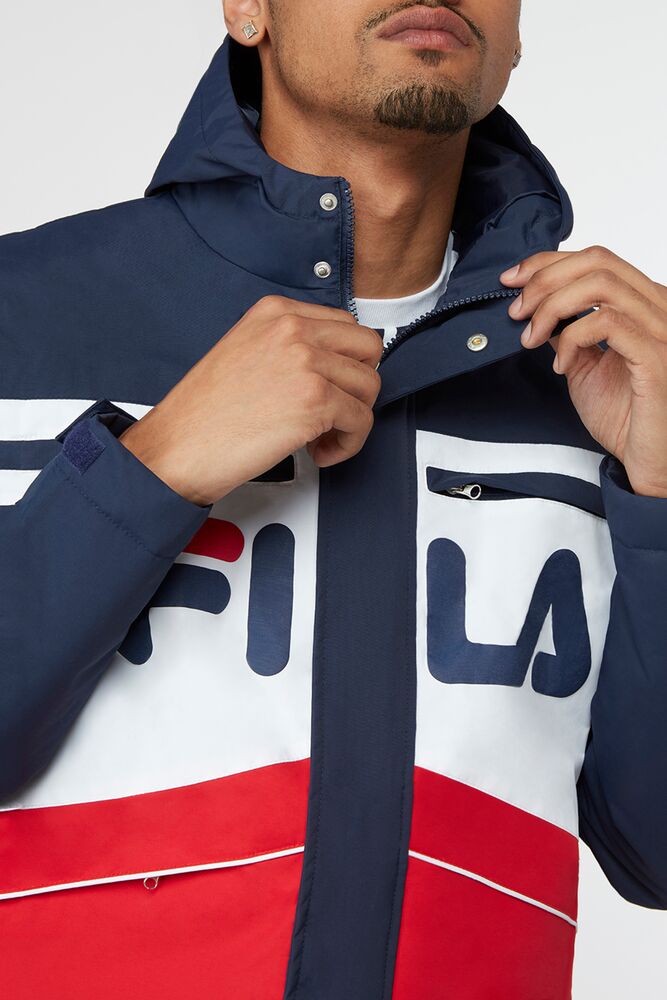 Chaquetas Fila Linden Jacket Hombre Navy/Wht/Cred | 310896RIA