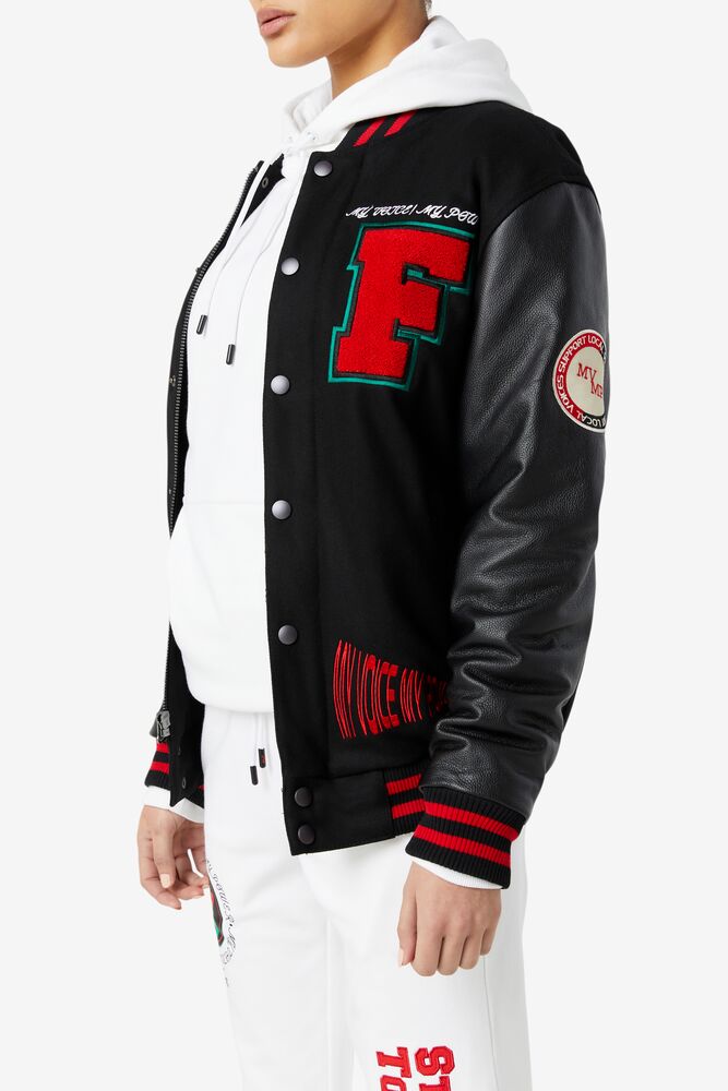 Chaquetas Fila Raddix Varsity Jacket Unisex Negras Rojas Verde | 571394HXW